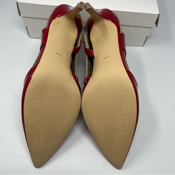 Calvin Klein Red Patent Slingback Heels - Picture 7 of 9